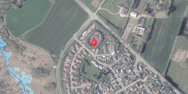 Oversvømmelsesrisiko fra vandløb på Jernaldervej 71, 8382 Hinnerup
