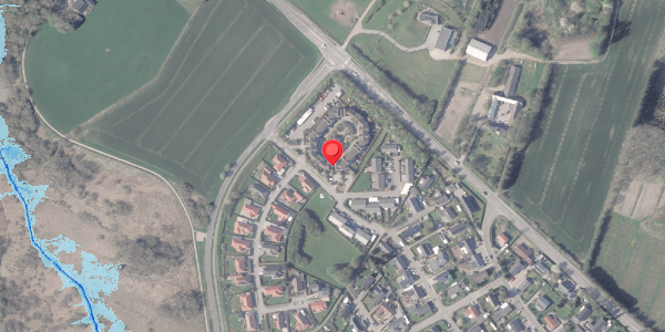 Oversvømmelsesrisiko fra vandløb på Jernaldervej 73, 8382 Hinnerup