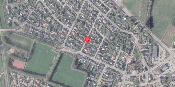 Oversvømmelsesrisiko fra vandløb på Jupitervej 7, 8382 Hinnerup