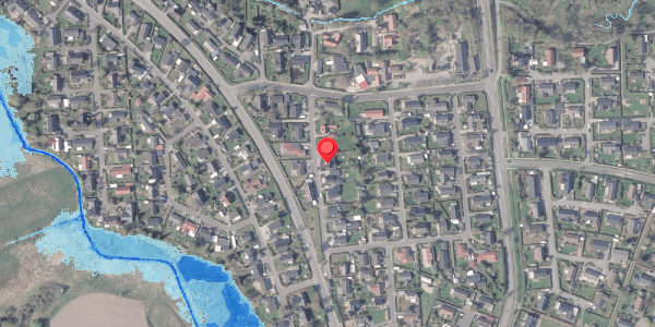 Oversvømmelsesrisiko fra vandløb på Kløvervej 21, 8382 Hinnerup