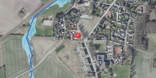 Oversvømmelsesrisiko fra vandløb på Kirkevænget 34, 4684 Holmegaard