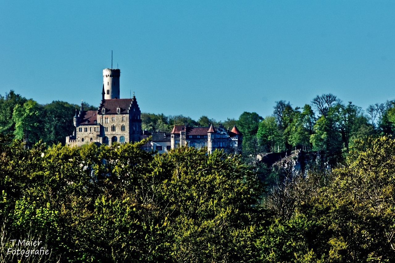 Blick vom Burgstein auf das Schloss Lichtenstein - Germany