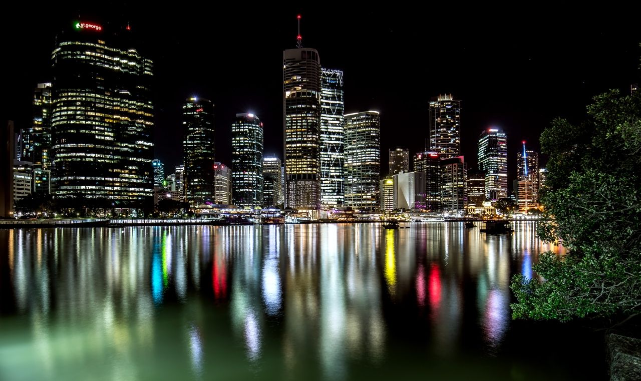 Brisbane Skyline - From Holman Street / Ferry Terminal, Australia