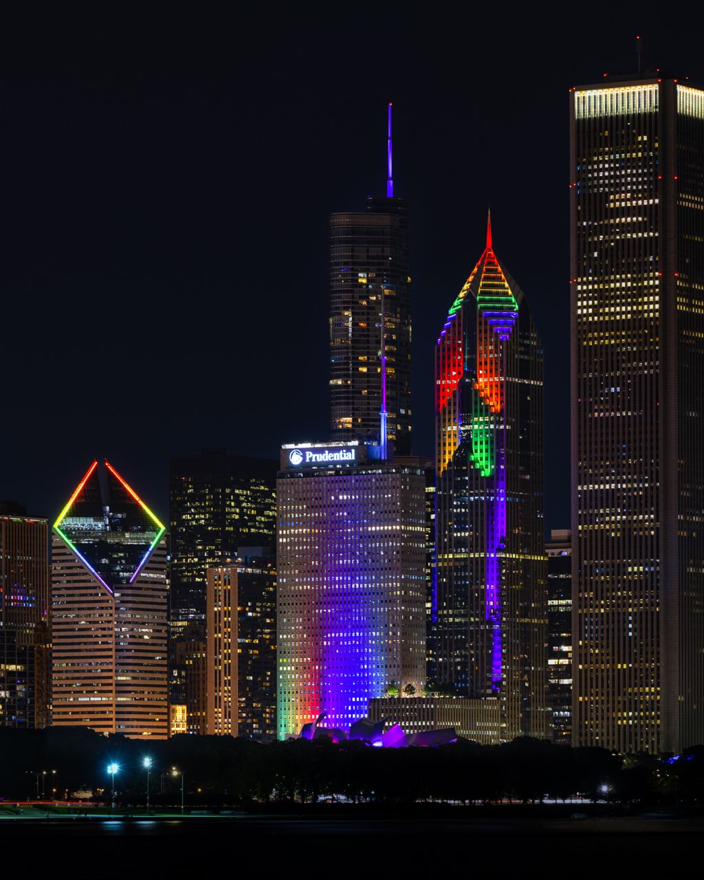 Chicago Skyline during Pride Month - From Adler Planeterium, United States