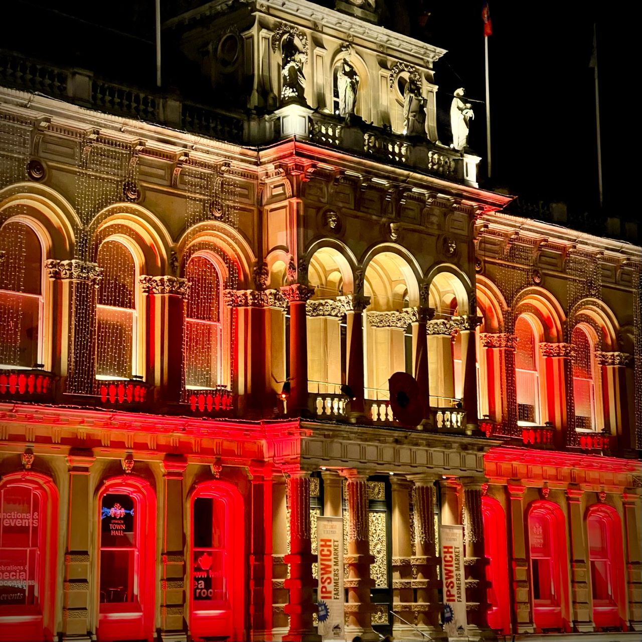 Town Hall at night - From Tavern Street, Ipswich, United Kingdom