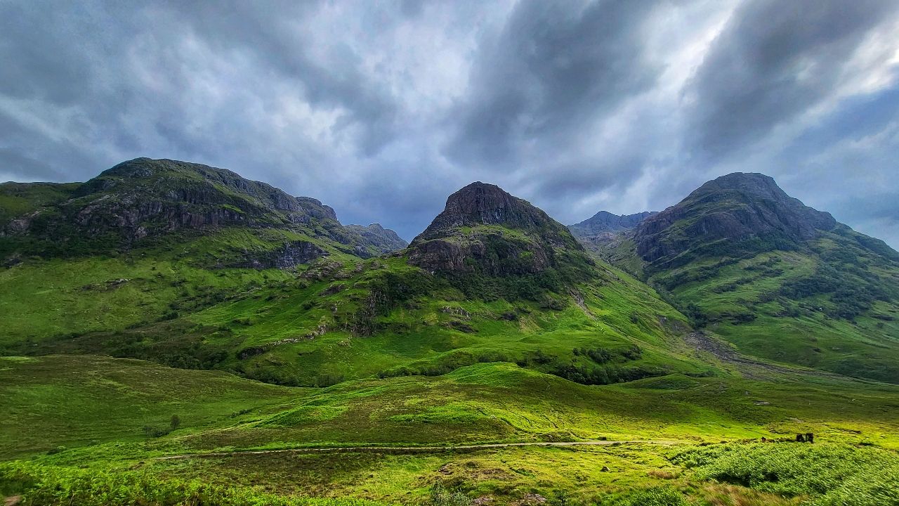 Three Sisters From Three Sisters Viewpoint parking lot United Kingdom