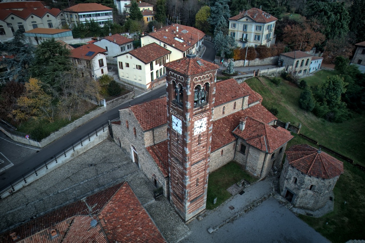 Basilica dei SS Pietro e Paolo di Agliate - From Drone, Italy