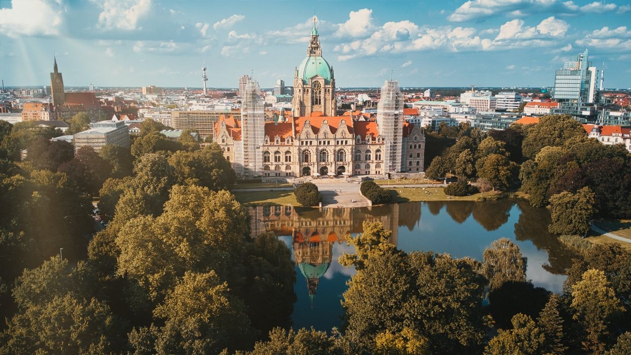 Rathaus Hannover - From Drone, Germany