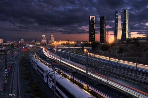 Madrid Skyline - От M-11 Street, Spain