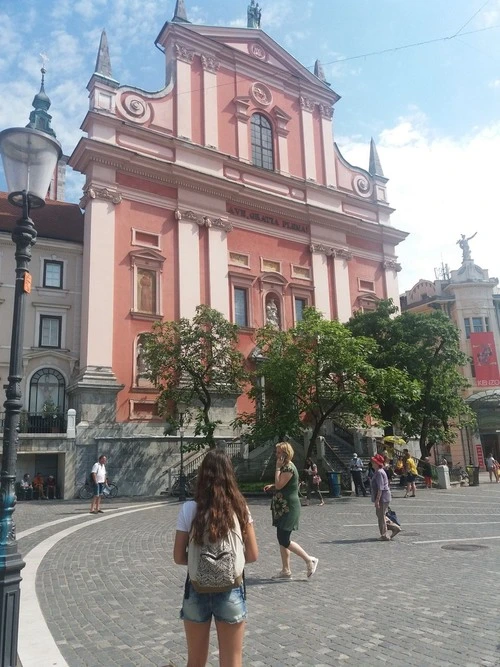 Franciscan Church of the Annunciation - From Prešeren Square, Slovenia