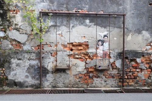 Kids on Swing Streetart - Malaysia