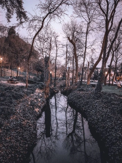 Small river - Desde Shot Standing On The Small Bridge, Turkey