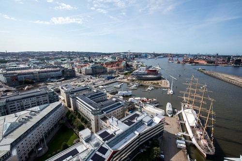 Blick über Göteborg - Des de Aussichtsplatform Skanskaskrapan, Sweden