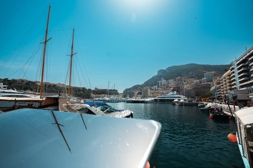 Monaco Sail Boat - Aus Walkway facing back towards the city, Monaco
