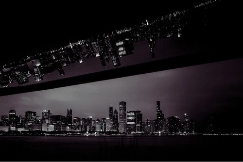 Chicago Skyline - Desde The Adler Planetarium under the eve, United States