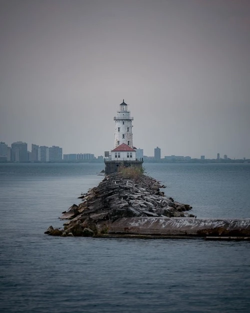 Chicago Harbor Lighthouse - From Wendella boat tour on Lake Michigan, United States