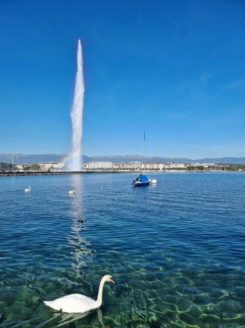 Jet d'Eau - От Quai Gustave-Ador, Switzerland