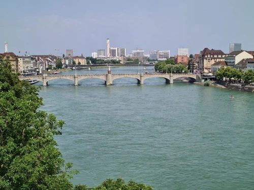 Blick auf dei Mittlere Brücke und Rhein - From Pfalz Aussichtspunkt, Switzerland