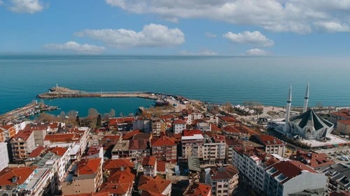 Akçakoca Liman - From Akçakoca Mahalle - Drone, Turkey