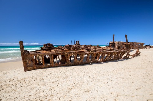 Ship wreck S.S. Maheno - 从 Fraser Island, Australia