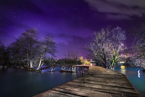 Wooden bridge above river - से Una River, Bosnia and Herzegovina