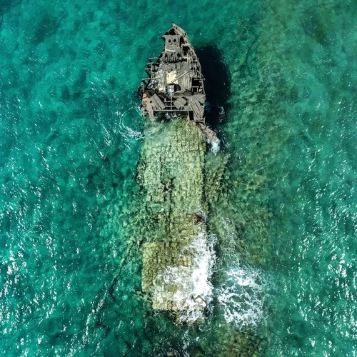 Motor Ship Dimitrios - Shipwreck - Aus Drone, Greece