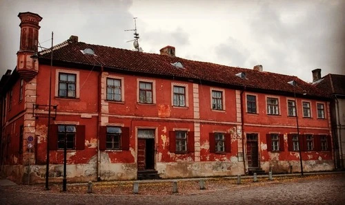 Red old building - Aus Kuldiga old town, Latvia