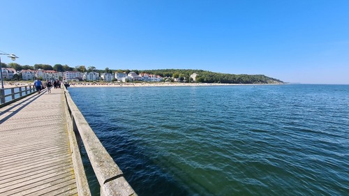 Blick auf Bansin - From Seebrücke Bansin, Germany