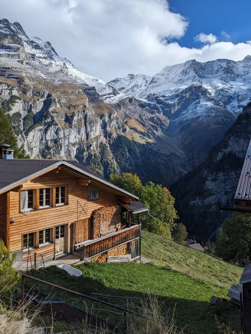 Gimmelwald's Mountains - İtibaren Auf der Fluh, Switzerland