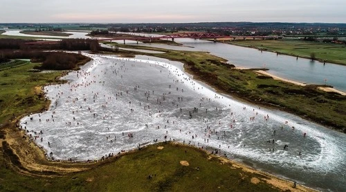 Iceskating near Zwolle - From Drone, Netherlands