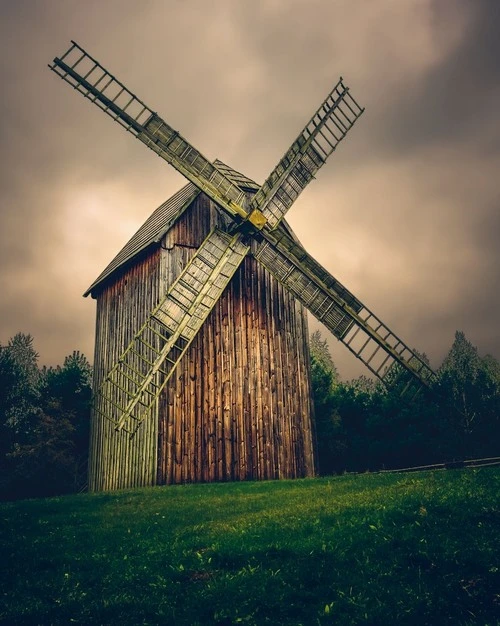 Old Windmill in Kłóbka - From Kujawsko-Dobrzyński Park Etnograficzny w Kłóbce. Oddział Muzeum Ziemi Kujawskiej i Dobrzyńskiej, Poland