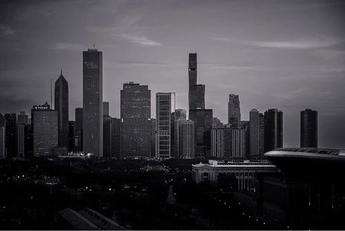 Chicago Skyline - من Condo building roof in the South Loop, United States