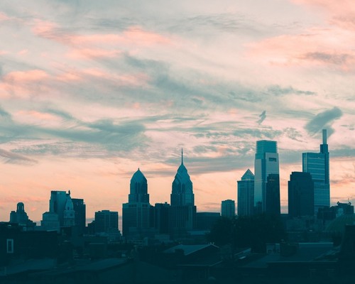 Skyline Philadelphia - から The National Shrine of St. John Neumann Rooftop, United States