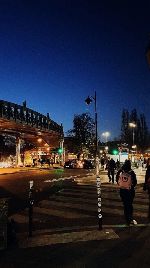 Paris night - Jaurès Station - France