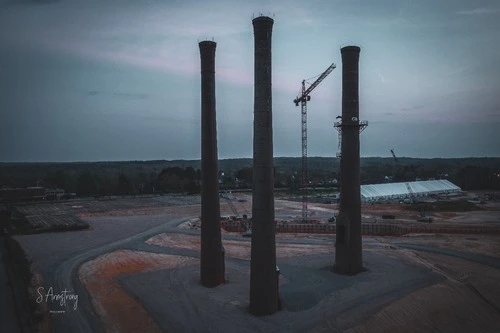 1st Tower Crane in Danville - Od North Side - Drone, United States