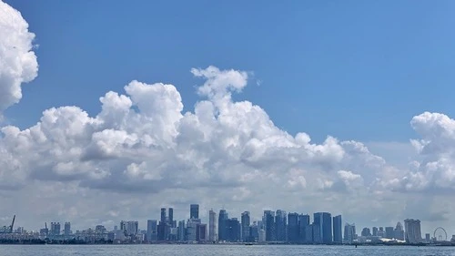 Singapore Skyline - Van Seringat Island Beach, Singapore