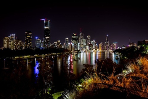 Brisbane Skyline - 从 Kangaroo Point Cliffs Park, Australia