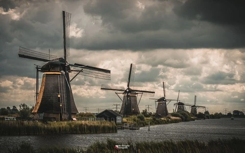 Overwaard Windmill - From Viewpoint, Netherlands