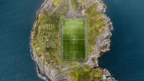 Henningsvær Football field - Aus Drone, Norway