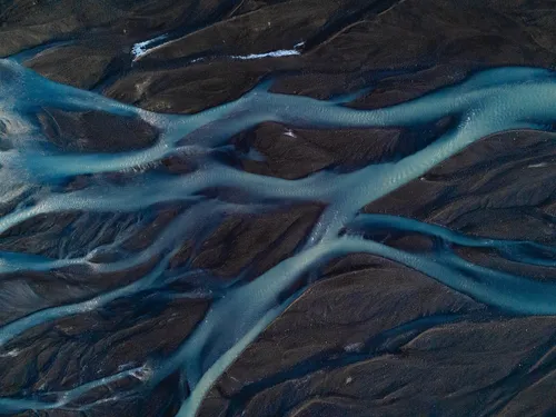 Glacier River - From Drone, Iceland