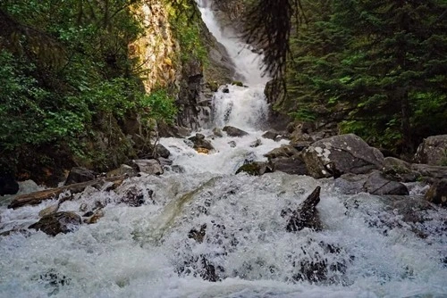 Lower Reid Falls - From Hiking trail behind Gold Rush cemetary, United States