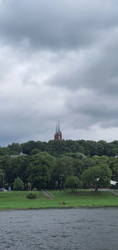 Vilkija church - Desde Nemunas river bank, Lithuania