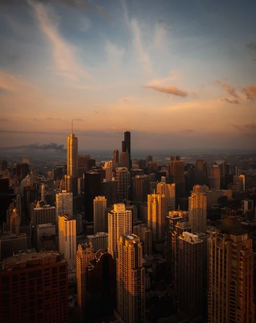 Chicago - Sears Tower - Aus 360Chicago John Hancock - Looking southwest, United States