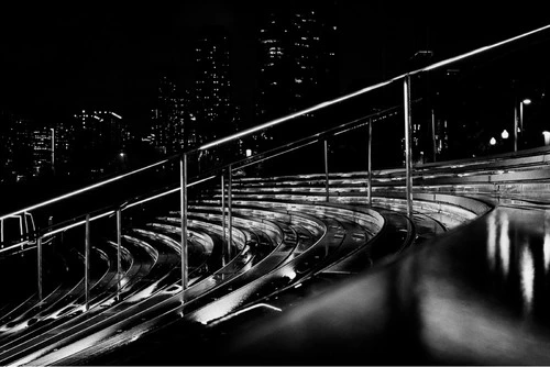 Navy Pier Stairs - Aus Just south of the Ferris Wheel at the top of the stairs looking east, United States