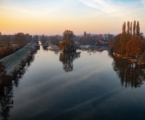 Noyen sur Sarthe - Desde Vue depuis le train, France