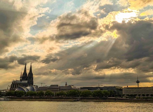 Köln Skyline - From Biergarten am Tanzbrunnen, Germany