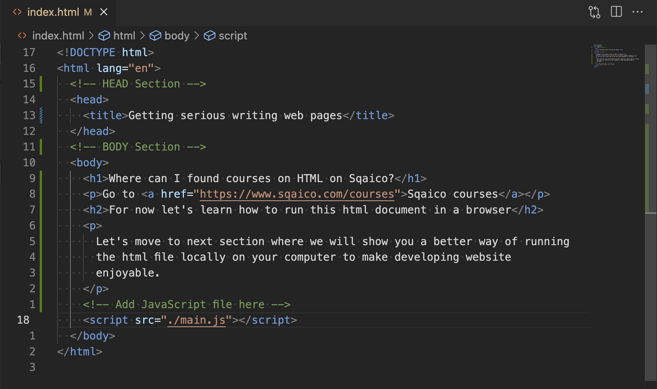 create home page in html