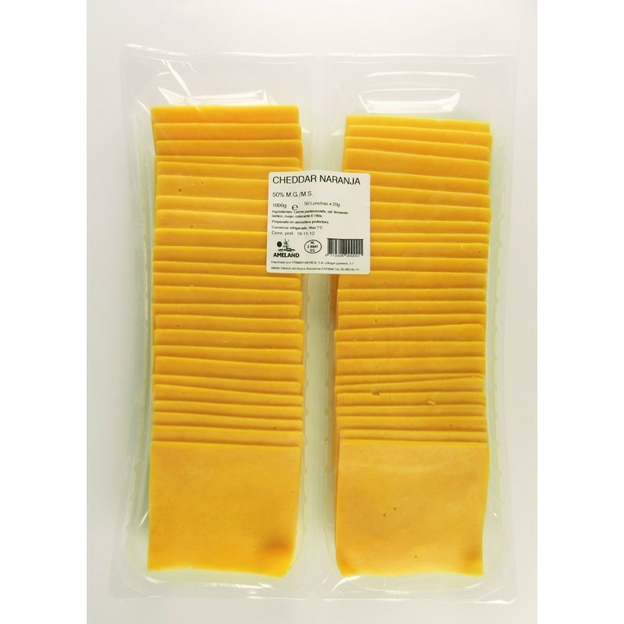 Queso-Cheddar-Naranja-Lonchas-6-bandejas-de-1Kg--50x20g--AMELAND