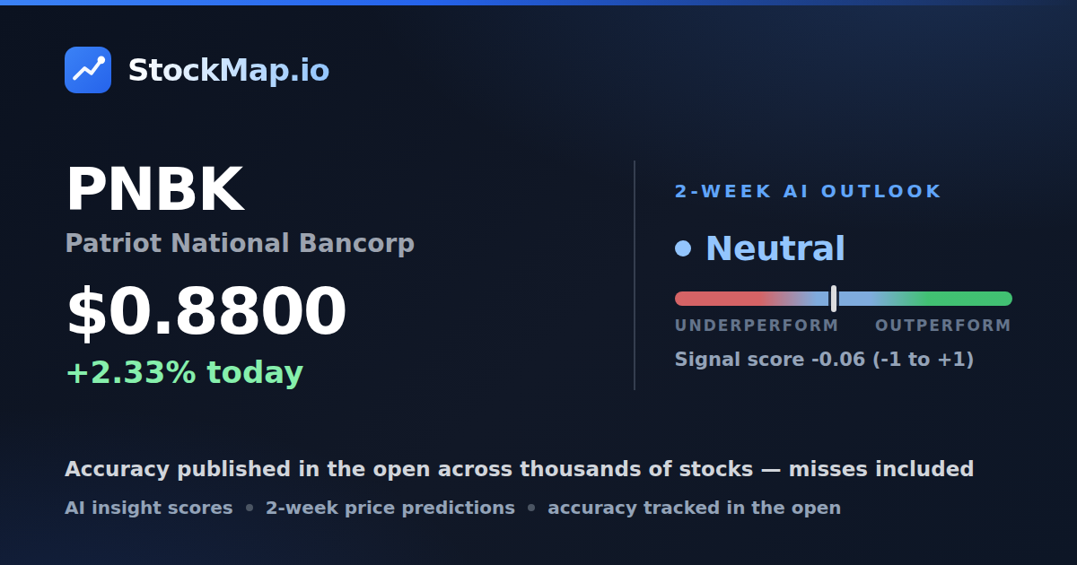 Patriot National Bancorp (PNBK) — StockMap 2-week forecast & tracked accuracy