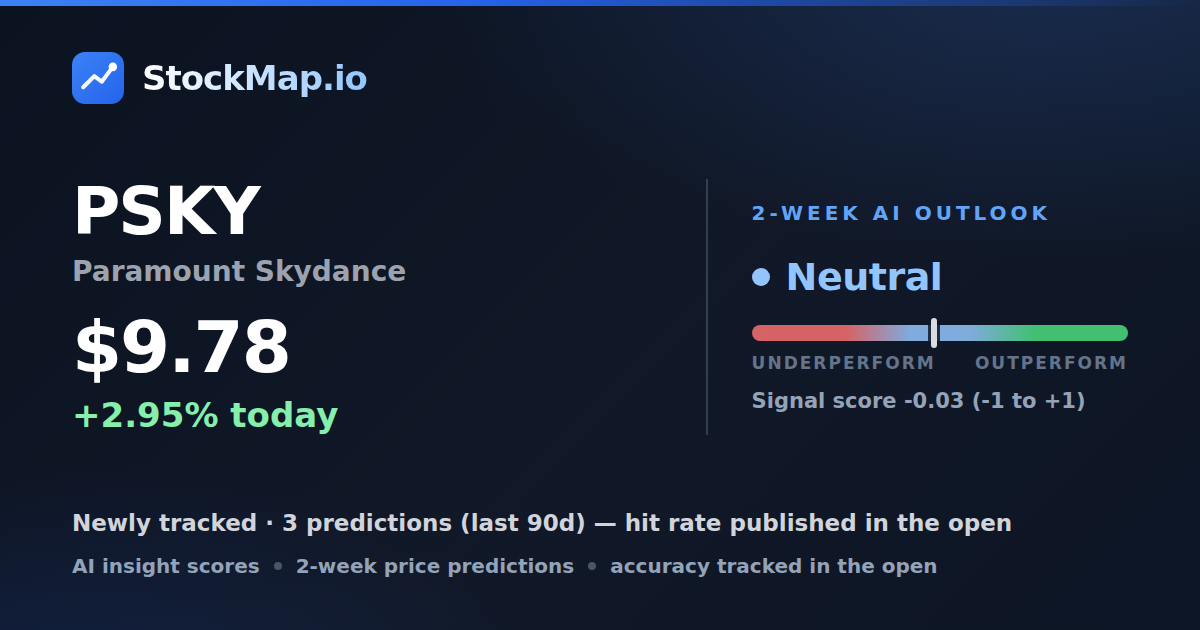 Paramount Skydance (PSKY) — StockMap 2-week forecast & tracked accuracy
